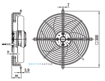 Посадочные размеры и габариты Ebmpapst S2D250AI0201