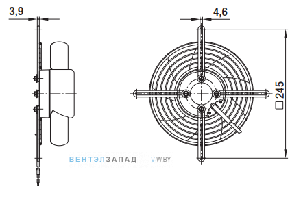 Посадочные размеры и габариты Ebmpapst S1G200BI7752