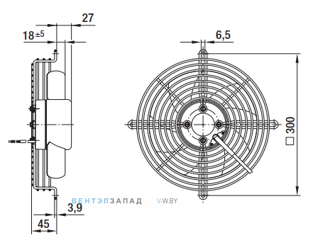 Посадочные размеры и габариты Ebmpapst S1G250AH6752