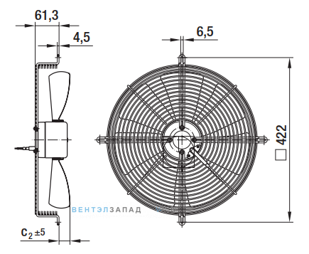 Посадочные размеры и габариты Ebmpapst S1G350EH4153
