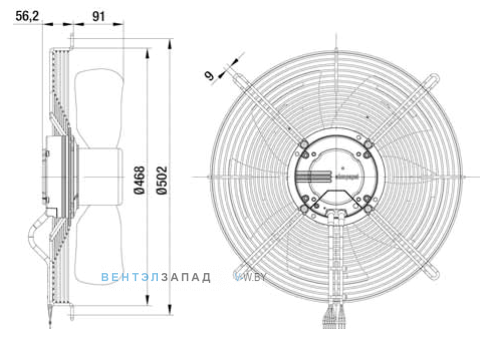 Посадочные размеры и габариты Ebmpapst S3G400KA2271
