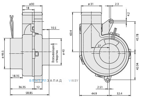 Ebmpapst RV 40-18/12 H 105x59x79
