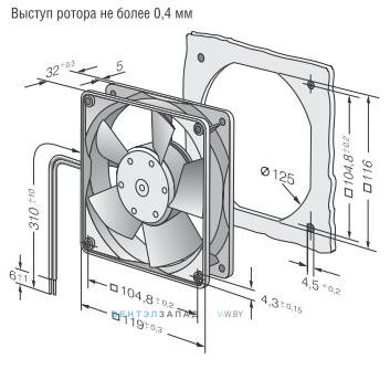 Ebmpapst 4312 размер 119x119x32 каталоги, прайсы