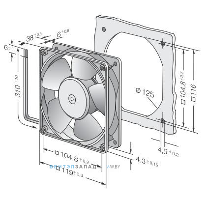 Ebmpapst 4188 размер 119x119x38 DC каталоги, прайсы