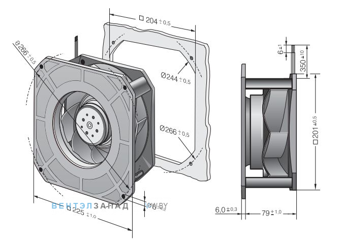 Ebmpapst RG 190-39/18/2 TDMLO 225x225x85