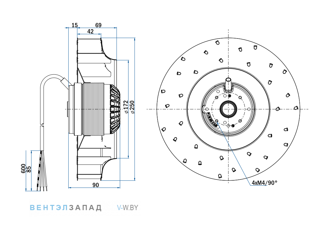Схема, чертеж, исполнение Hidria R09T-2540D-2M-3510