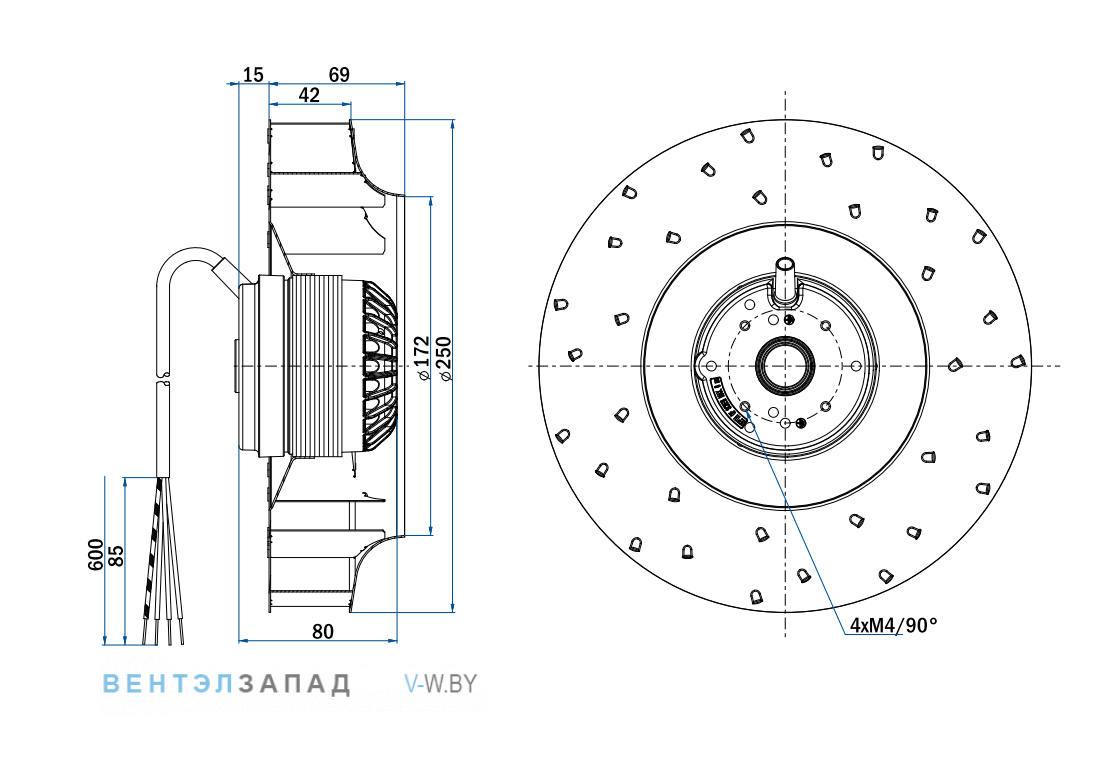 Схема, чертеж, исполнение Hidria R09T-2540D-4M-2502