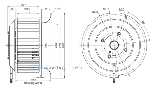Габаритные размеры RE280F-4E-AC0