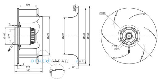 Габаритные размеры RO310B-4D-AC0