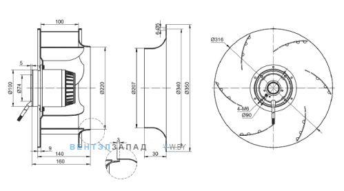 Габаритные размеры RO310B-4E-AC0
