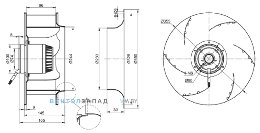 Габаритные размеры RO355B-4D-AC0