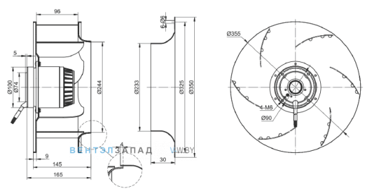 Габаритные размеры RO355B-4E-AC0