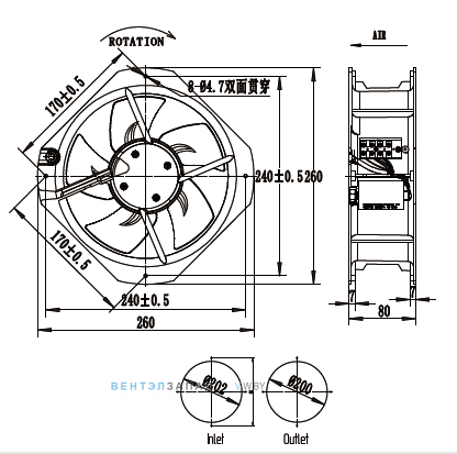 Габаритные размеры Ningbo Jiulong TG22580HAB-C 200B