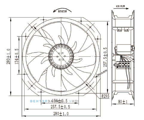 Габаритные размеры Ningbo Jiulong TG28080HAB-C 100B