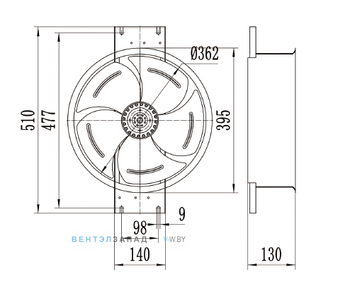 Габаритные размеры Ningbo Jiulong 350FZY2-D 200B