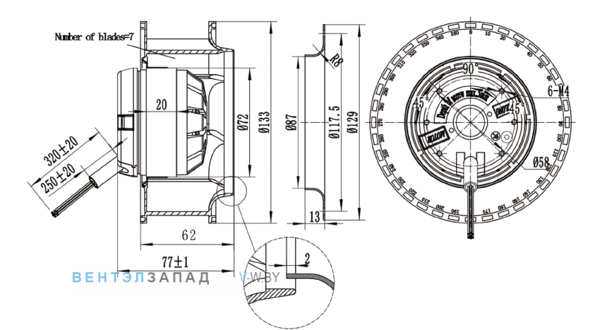 Габаритные размеры Ningbo Jiulong JH133A2E02 230B