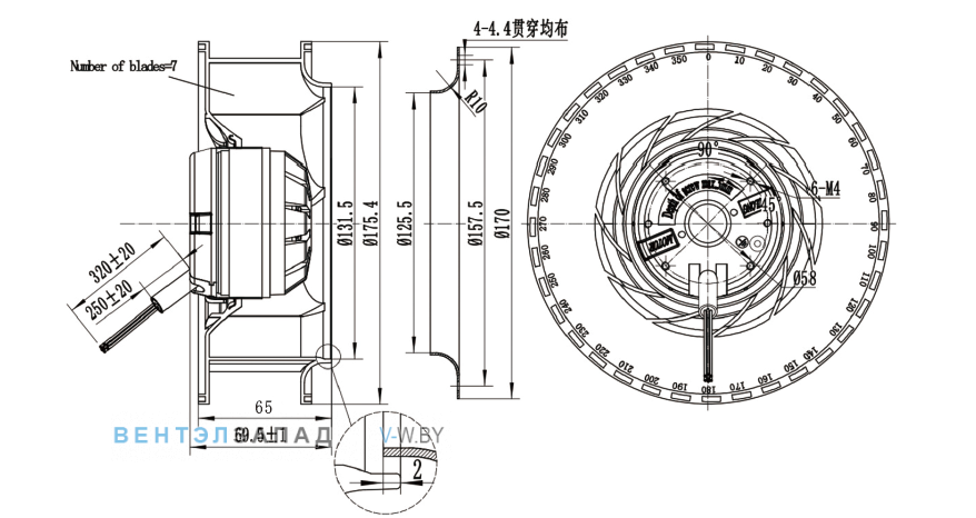 Габаритные размеры Ningbo Jiulong JH175B2E01 115B