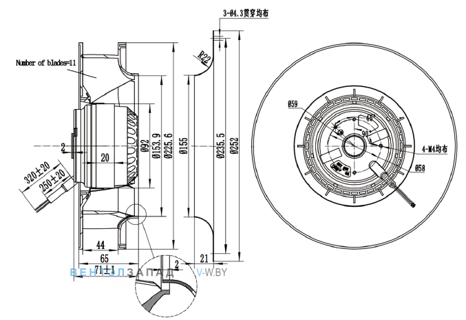 Габаритные размеры Ningbo Jiulong JH220A2E01 115B