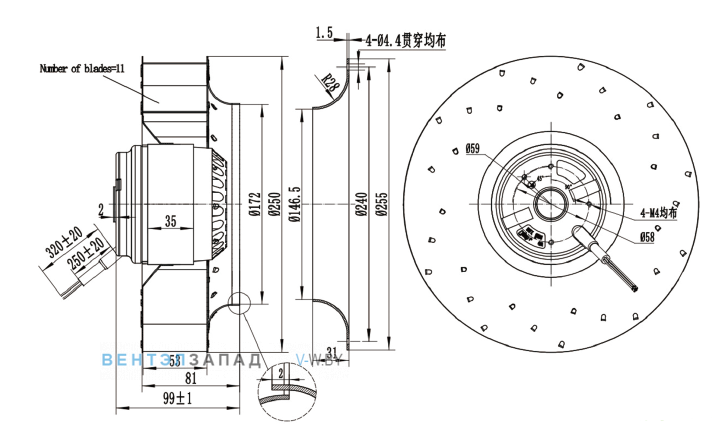 Габаритные размеры JH250A2E01 115B