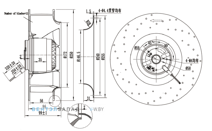 Габаритные размеры JH250B2E01 115B