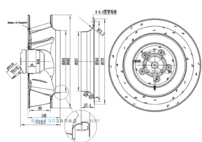 Габаритные размеры Ningbo Jiulong JH400A4E03 380B