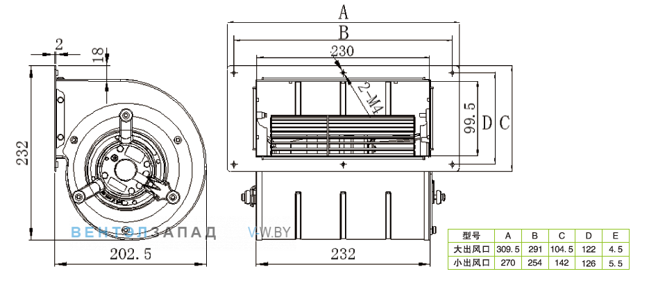 Габаритные размеры Ningbo Jiulong JS133A2E02-W 230B
