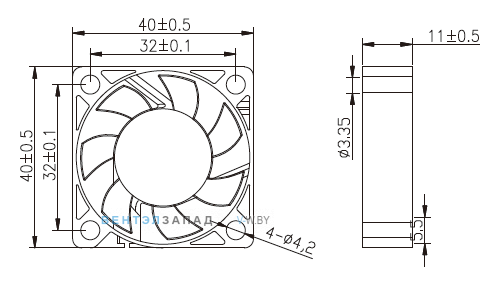 Габаритные размеры Ningbo Jiulong JL-4010H05-HH 5B