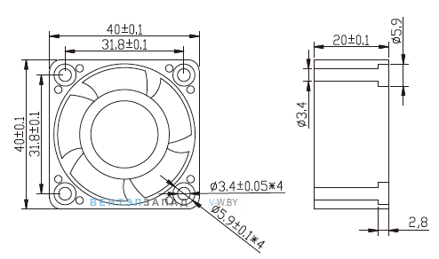 Габаритные размеры Ningbo Jiulong JL-4020L05 5B