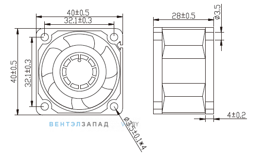 Габаритные размеры Ningbo Jiulong JL-4028M24 24B