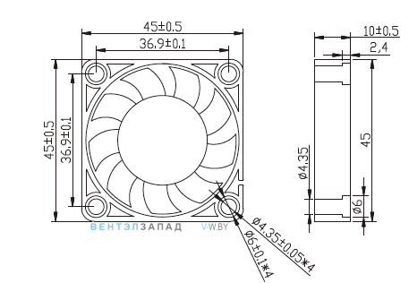 Габаритные размеры Ningbo Jiulong JL-4510H12-HH 12B