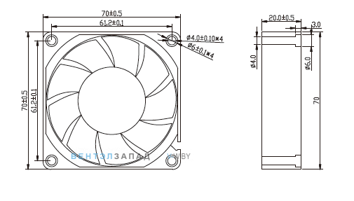 Габаритные размеры Ningbo Jiulong JL-7020H12 12B