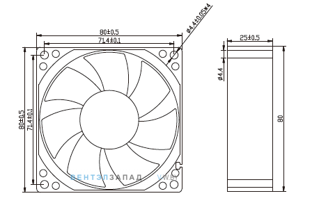 Габаритные размеры Ningbo Jiulong JL-8025H48-HH 48B