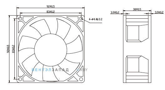Габаритные размеры Ningbo Jiulong JL-9238H48-SH 48B