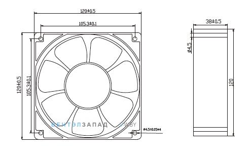 Габаритные размеры Ningbo Jiulong JL-12038H24-HH 24B