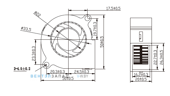 Габаритные размеры Ningbo Jiulong JL-5020H24