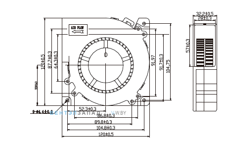 Габаритные размеры Ningbo Jiulong JL-12032L12
