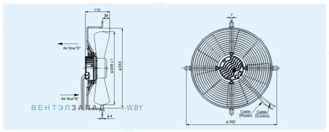 Габаритные размеры Sanmu ECF(K)6E315-PZB5BC0 230B