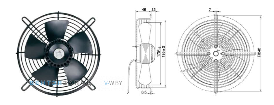 Габаритные размеры Maer YDWF52L20P2-242N-175
