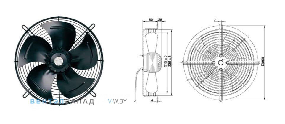 Габаритные размеры Maer YSWF68M4-390N-315
