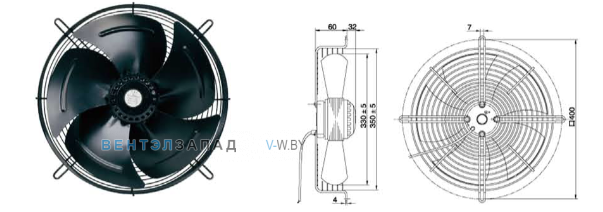 Габаритные размеры Maer YDWF68M4-400N-330