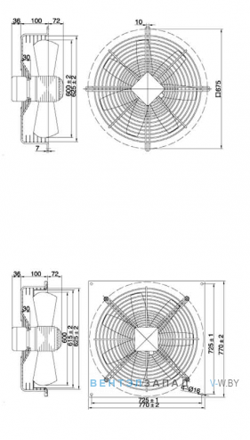 Габаритные размеры Maer YSWF102L70P4-7-675N-600LF2