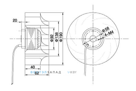 Габаритные размеры Maer YDWF65L15P2-190x62