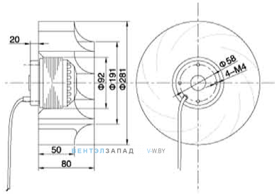Габаритные размеры Maer YDWF65L42P2-280x80