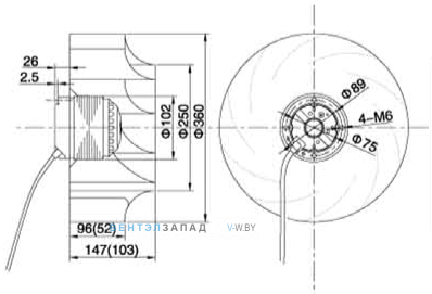 Габаритные размеры Maer YDW74L4-355x147
