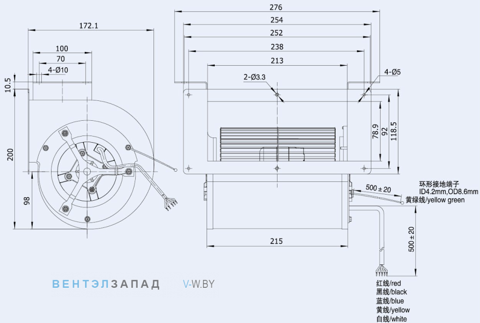 Габаритные размеры Weiguang DC092-25H3G01-FD133-190S1-01