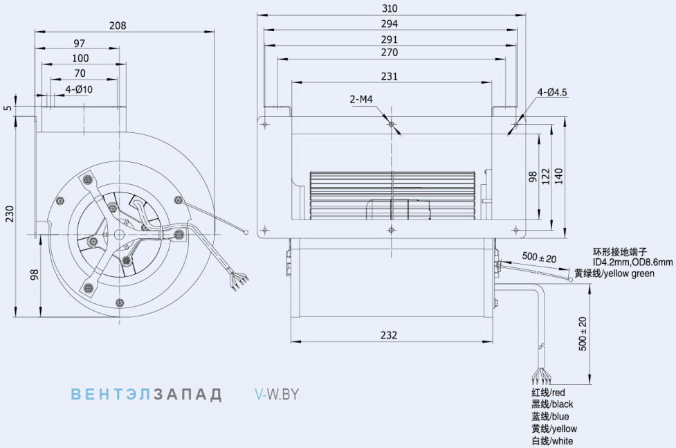 Габаритные размеры Weiguang DC092-25H3G01-FD146-190S1-01