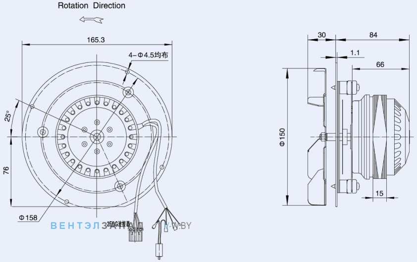 Габаритные размеры Weiguang LXFB2E150-20-M92-15