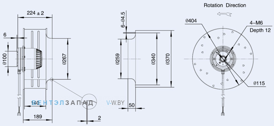 Габаритные размеры Weiguang LXFB4D400-140-M137-050 380V