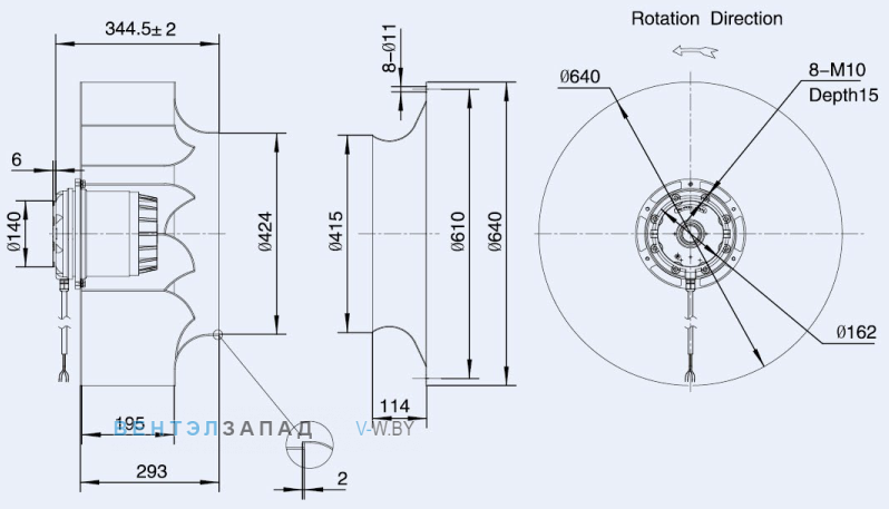 Габаритные размеры Weiguang LXFB6D630-195-M180-105