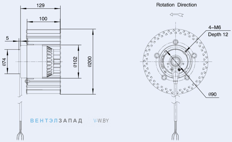 Габаритные размеры Weiguang LXFF4E200-100-M102-34